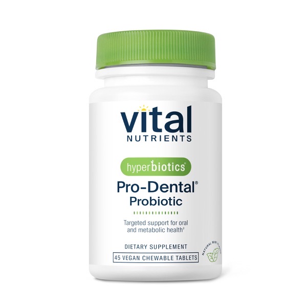 Vital Nutrients Hyperbiotics Pro-Dental Probiotic 45 vegan chewable tablets bottle — vendor product photo